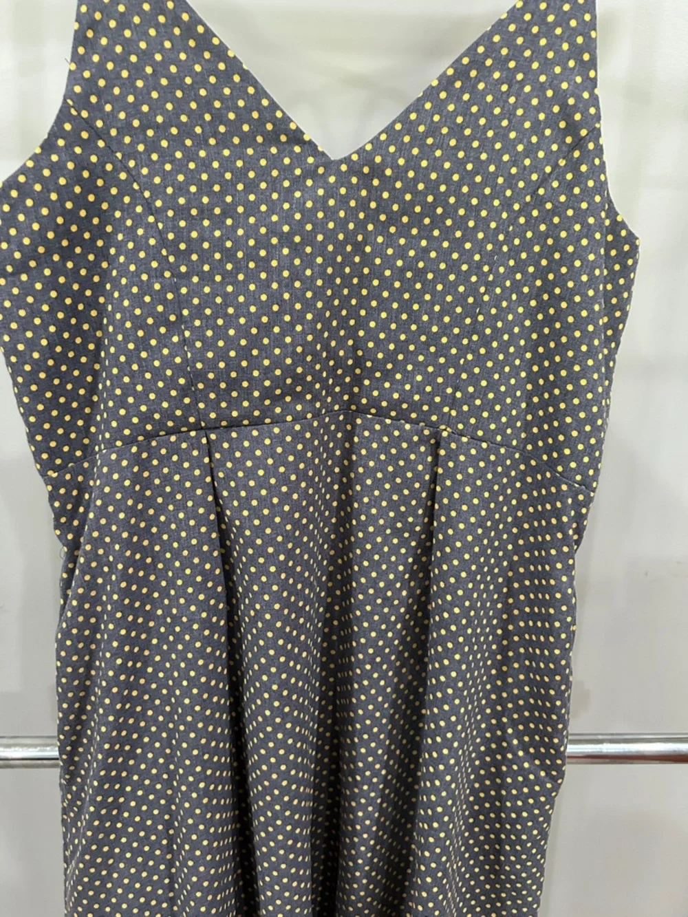 Umgee Gray Spaghetti Strap Polka Dot Button-Front Mini Dress - Picture 5 of 10